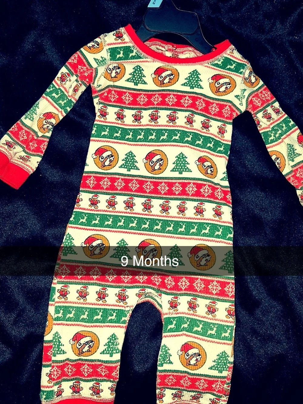 Bucee's Baby Holiday One-Piece Pajamas in Red, Green & Cream
